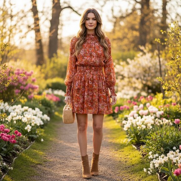 NWT En Saison Floral Print Mini Dress - Picture 1 of 3